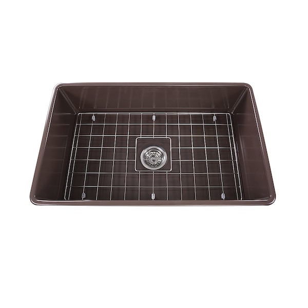 30 Inch Coffee Brown Fireclay Farmhouse Kitchen Sink